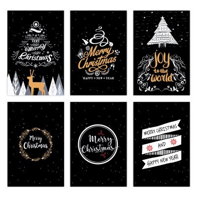 6-8 Stks/pak Nieuwjaar Vrolijk Kerst Wenskaarten Papieren Kaarten Met Envelop Binnen Zegen Kaart: A