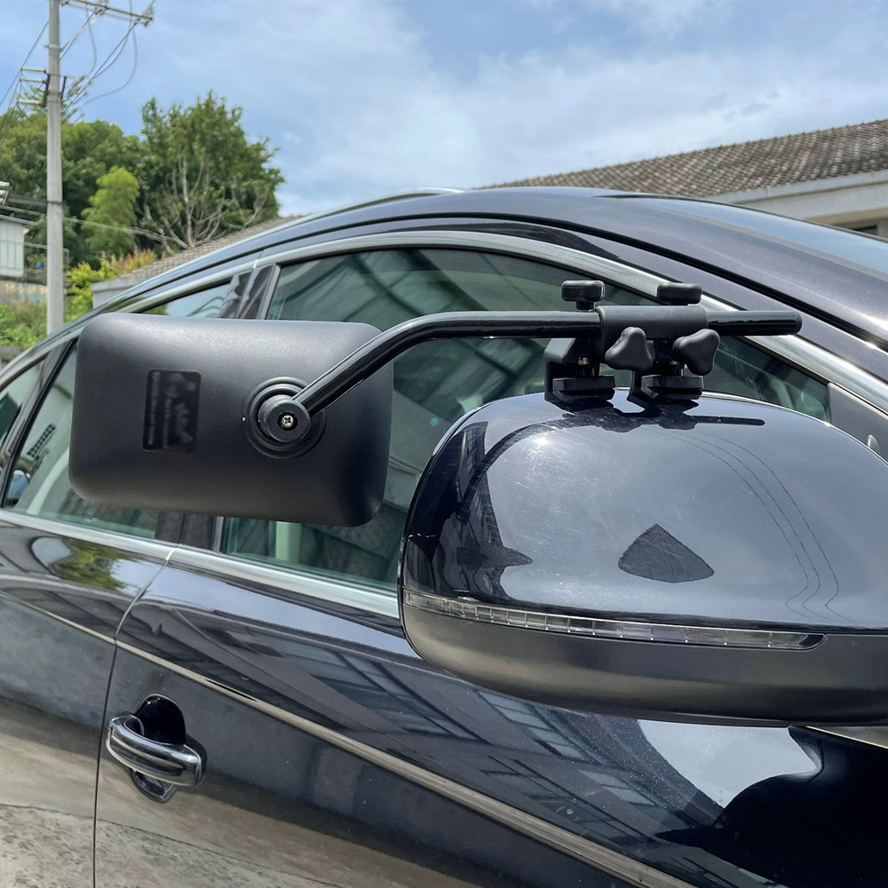 2Pcs Universal Towing Mirrors Tow Mirror Adjustable Clip-on Rectangle Shape Side Mirror For Caravan Trailer Car Rear View Mirror