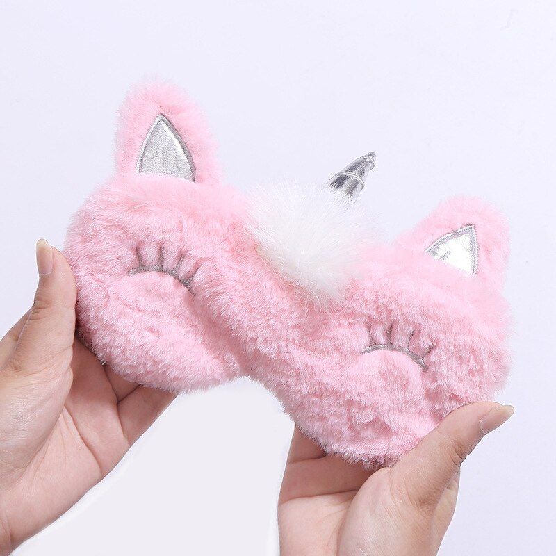 Mascarilla de Ojos de unicornio para dormir, 1 Uds., cubierta de felpa para sombra de ojos, venda visera, viaje, casa, niños, de cumpleaños