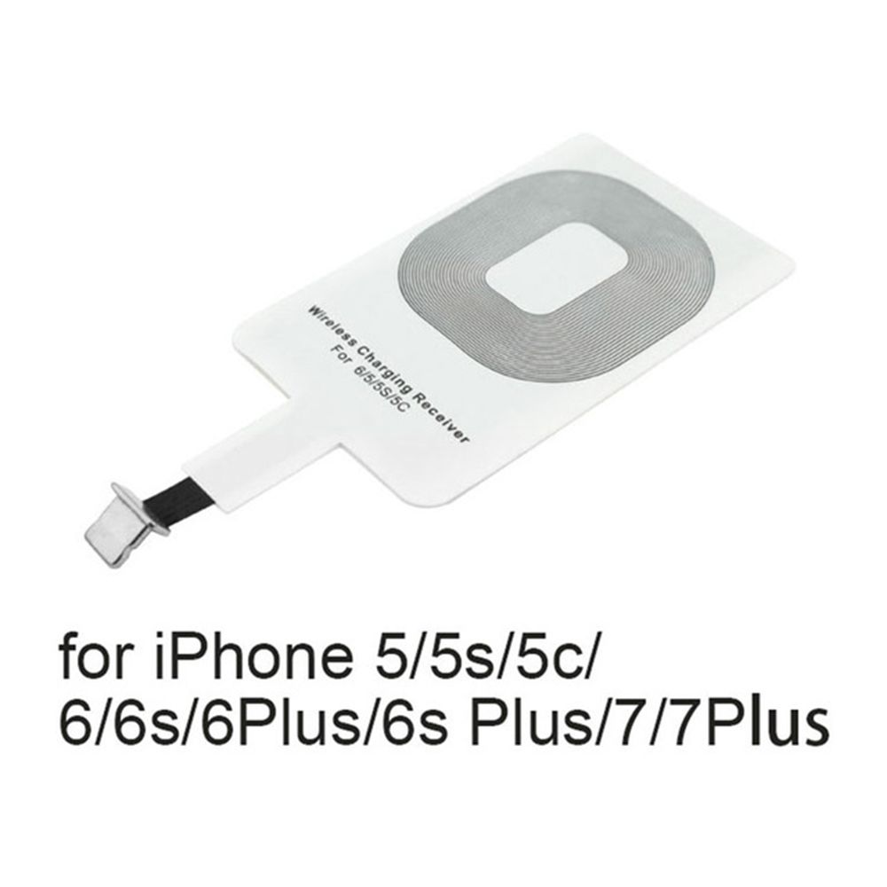 Pad For iPhone 5 5S SE 6 6S 6Plus 7 Plus Adapter Qi Wireless Charging Charger Charge Coil Receiver: Silver