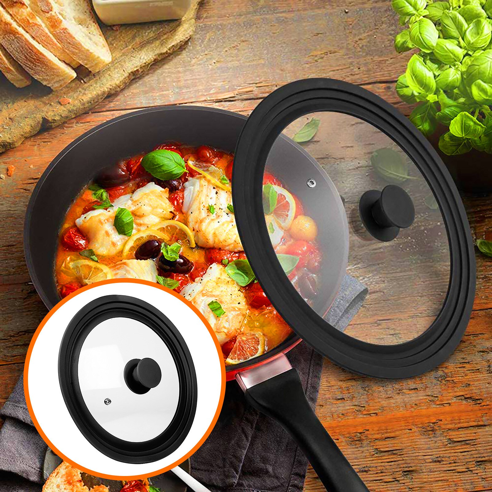 Universele Deksel Voor Potten Pannen En Koekenpannen-Gehard Glas Met Hittebestendige Siliconen Kookgerei Onderdelen Thuis Kitchen Tools