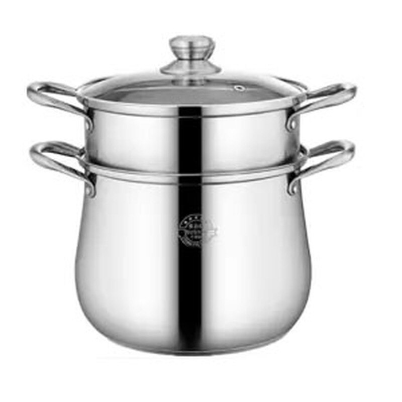 Suppe pot tyk 304 rustfrit stål pot stor kapacitet dobbelt bund nudler pot grød pot komfur universel høj suppe pot