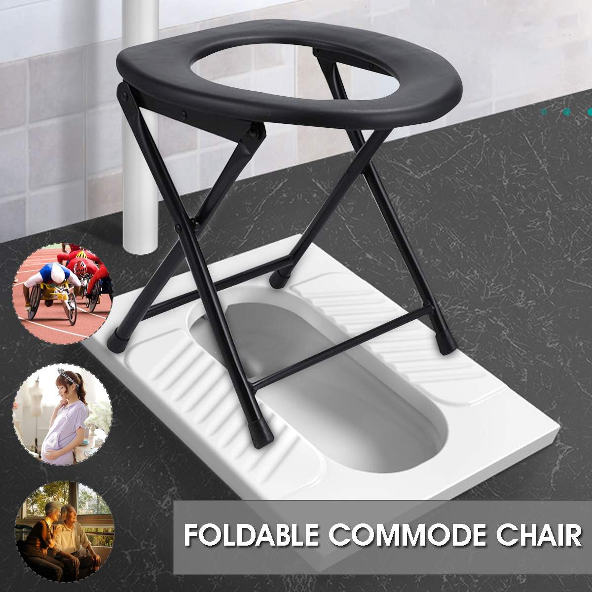 Elderly Commode Chair Portable Toilet Shower Chair Foldable Pregnant Woman Potty Stool Baby Toilet Training Seat Outdoor Fishing