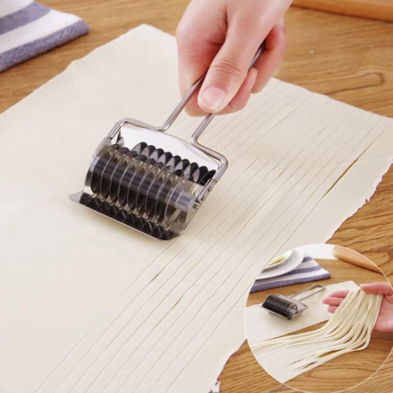 Pasta Noodle Cutter Stainless Steel Spaghetti Maker Noodle Lattice Roller Dough Manual Section Cutter Kitchen Tool Accessories