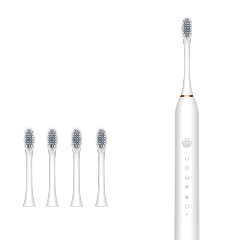 Sonic Electric Toothbrush 6 Modes Deep Cleaning Waterproof Portable Travel Adults Tooth Brush With 4 Replacement Brush Heads: 01 1 set