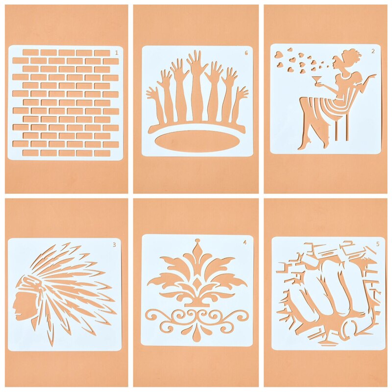 13*13cm vierkante sjablonen voor studenten, opengewerkte kunst, schildersjablonen, reliëfaccessoires, sjablonen voor scrapbooking, herbruikbaar