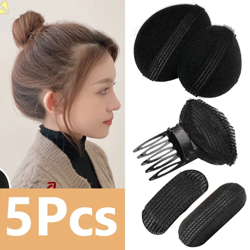 1 Juego de cojín para cabeza de pelo Puff, Base de pelo de volumen Invisible, pinza para el pelo esponjosa, almohadilla de esponja, moño, herramienta de Peinado DIY para mujeres y niñas