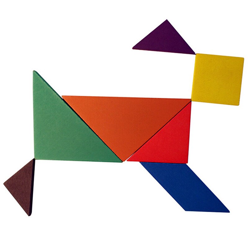 Educatieve tangram puzzel met 7 stukjes, kleurrijk vierkant, iq-spel, hersenkraker, intelligent houten speelgoed
