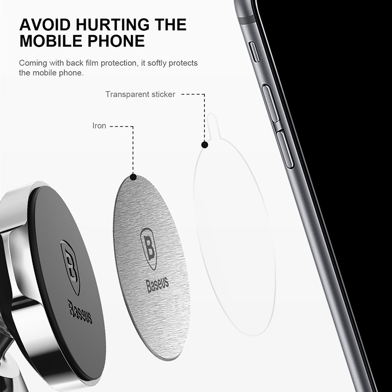 Baseus disque magnétique pour support de voiture, pour support de voiture pour téléphone, 2 pièces de feuilles de fer en métal et en cuir, utilisation de plaques, support magnétique pour support Mobile