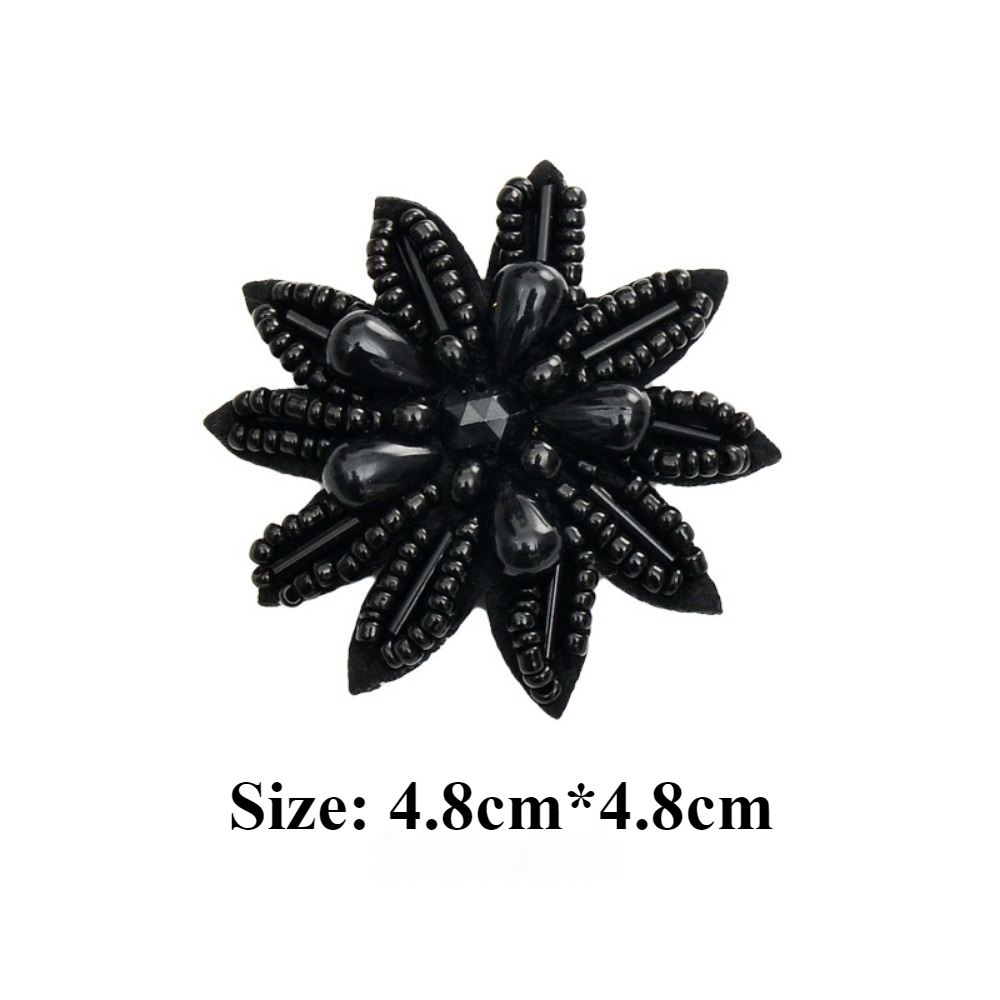 Cuentas hechas a mano, cuentas simples negras, tubo, flores, hojas, estrella, pegatina de tela pequeña, ropa, pantalones, decoración, parche con agujero: Latón envejecido