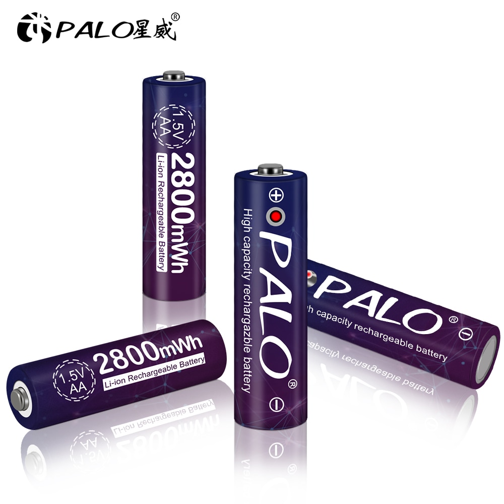 Palo 2-8 Stuks 1.5V 2800mWh Aa Li-Ion Lithium Batterij 1.5V Aa Oplaadbare Batterij Voor Camera Speelgoed + Usb Battery Charger Case