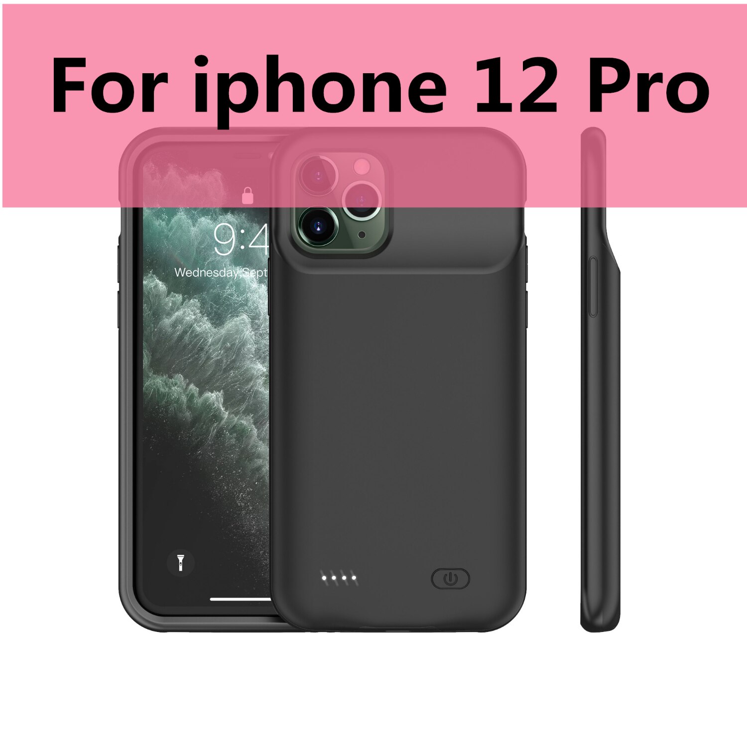 Caso de banco de potência carregador para iphone 11 pro max x xr xs max 12 pro max ultra fino carregador de bateria capa para iphone7 8 plus se 2020: black for 12 pro