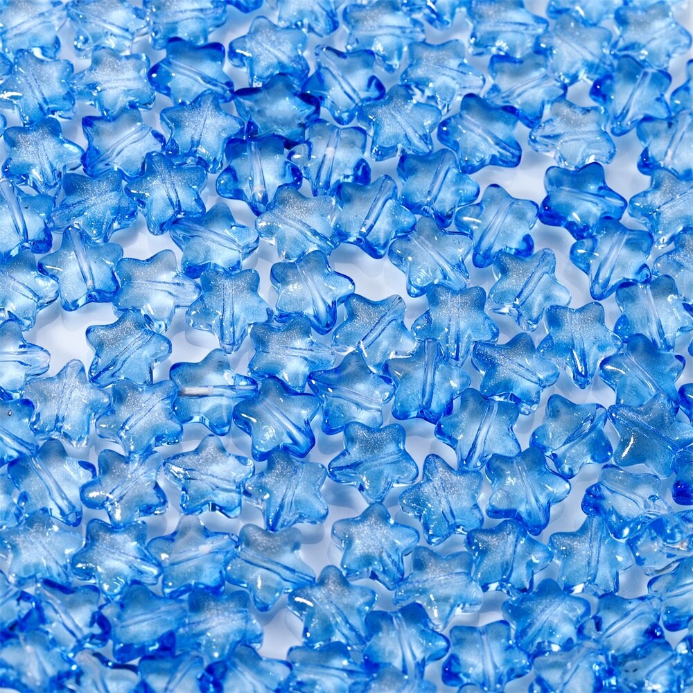 20-50pcs 6.4/9.6mm Transparent Star Heart Shape Glass Beads Colorful Loose Spacer Bead For Jewelry Makeing DIY Handmade Bracelet: Clear / other