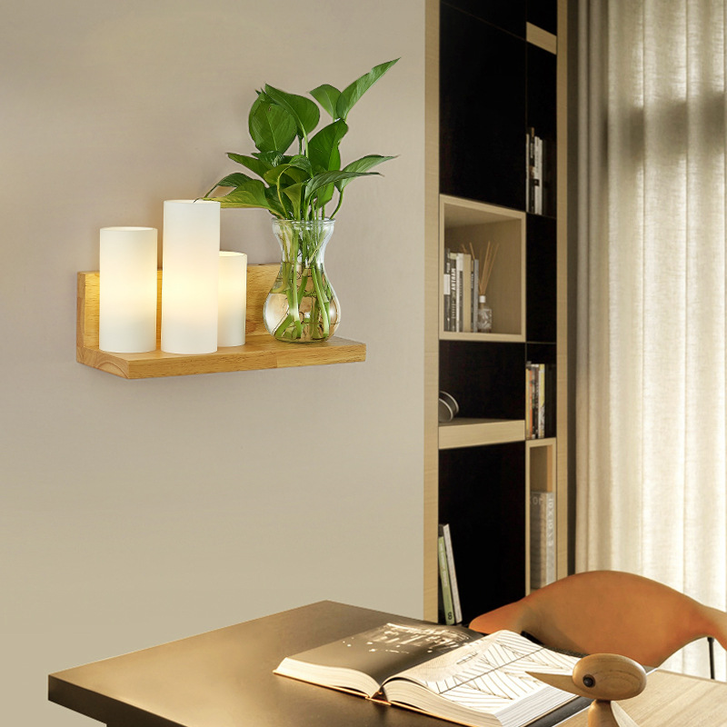 Nordic Houten Bed Wandlamp Led Europese Creatieve Indoor Wandlamp Gang Gang Balkon Wandlamp