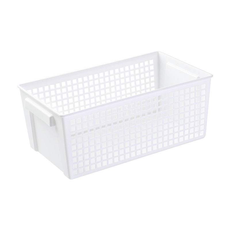 Plastic Storage Box Crate Case Desktop Holder Cosmetic Storage Basket Home Office Organizer Container: White L
