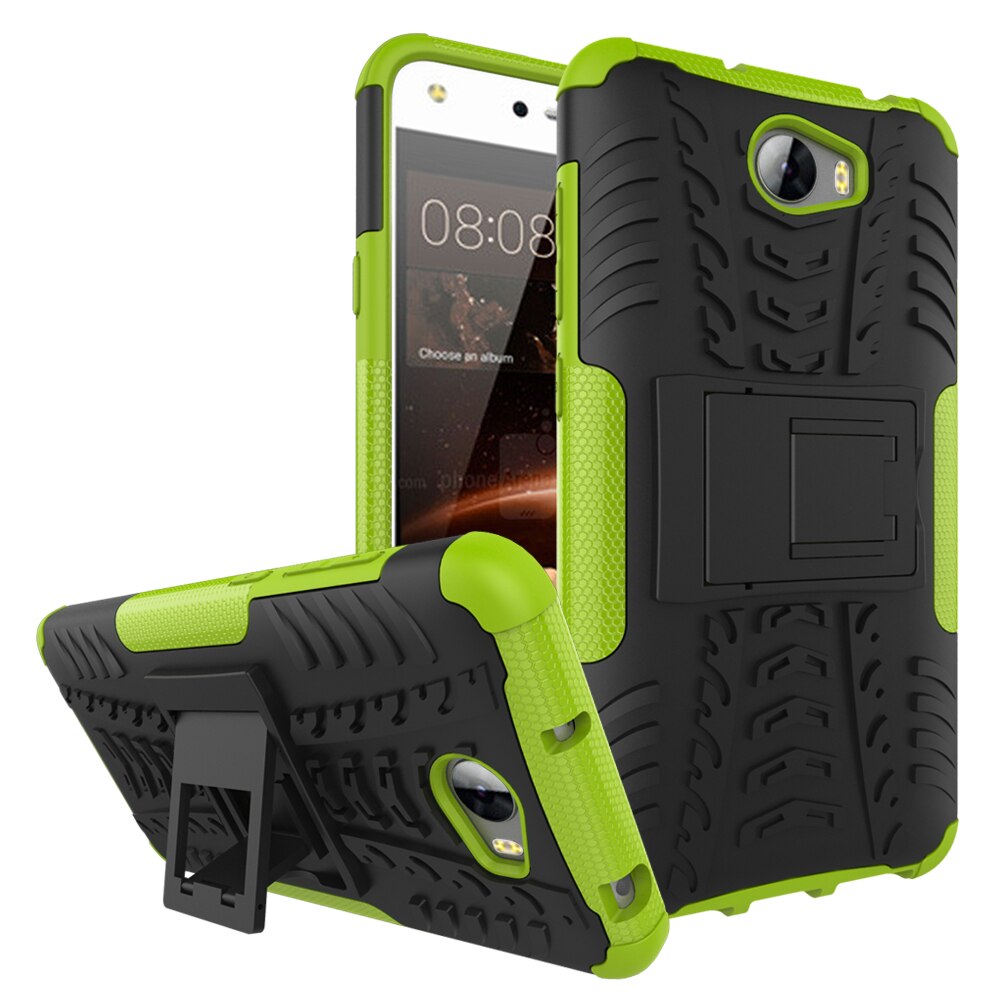 For Huawei Y5II Y5 ii 2 / Y6 II Compact CUN U29 CUN-U29 CUN-L21 CUN-L01 Case Armor Hybrid Silicone Stand Cover Honor 5A LYO-L21: Green