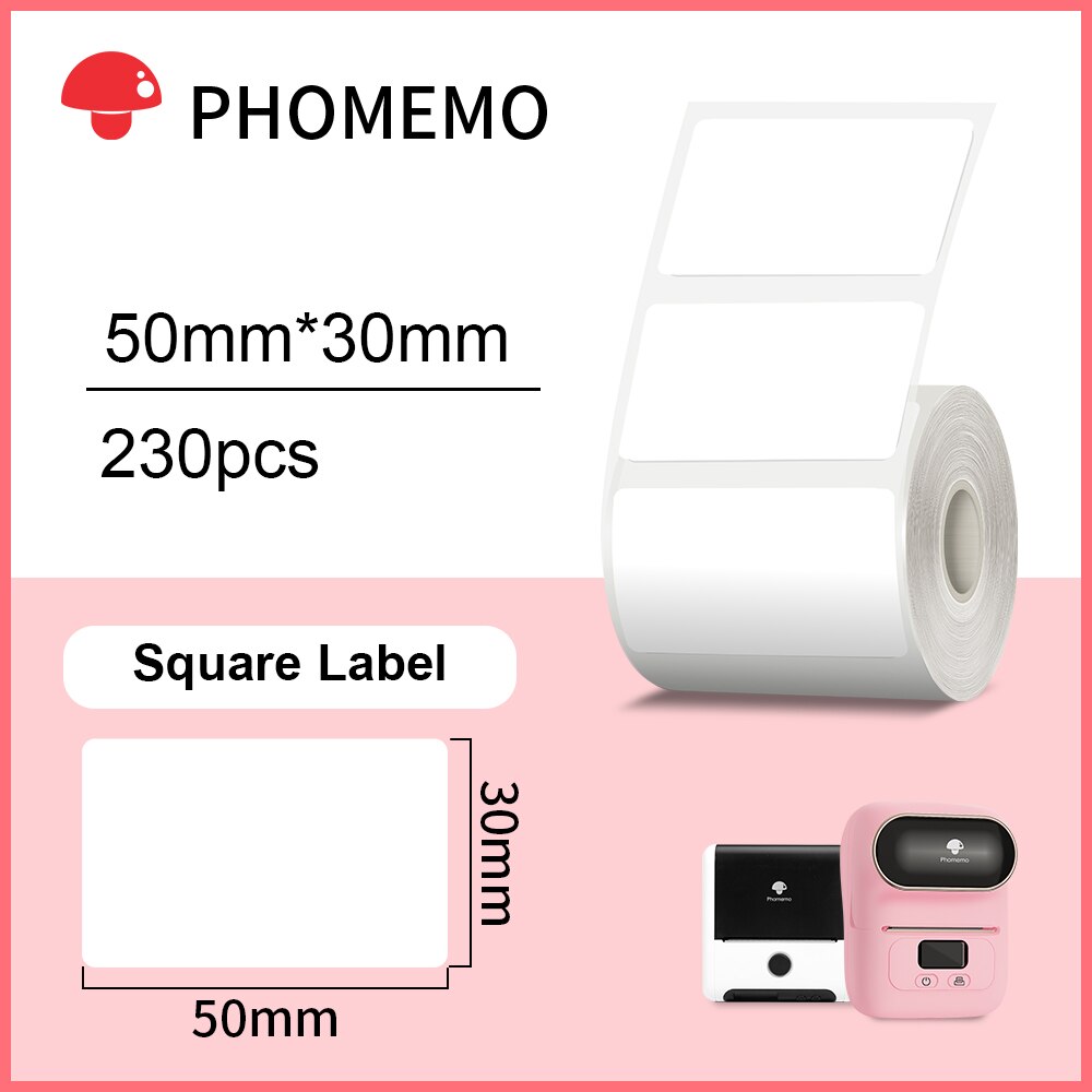 Phomemo – papier autocollant rectangulaire blanc, étiquette autocollante pour imprimante Phomemo M110/M200, Identification étanche