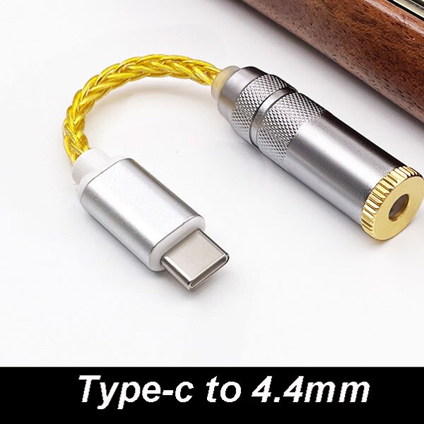 Conexant CX31993 Dongle Type C to 2.5mm/3.5mm/4.4mm DAC Headphone Amp SNR128dB PCM 32b/384kHz For Android Windows10 phone call: 4.4mm Gold