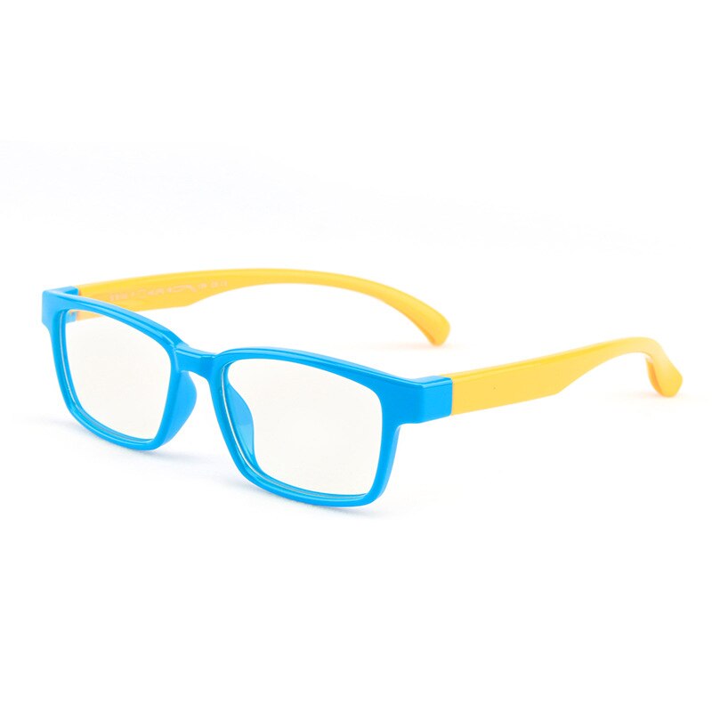Crixalis rektangel computer blokerende briller børn silikone ultralet fleksibel blød optisk ramme blå lys briller børn: C4 blå gul