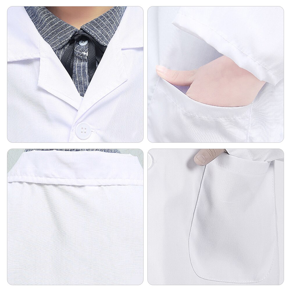 Children White Lab Coat Laboratory Kids Boys Girls Warehouse Doctor Work Wear Hospital Technician Uniform Clothes