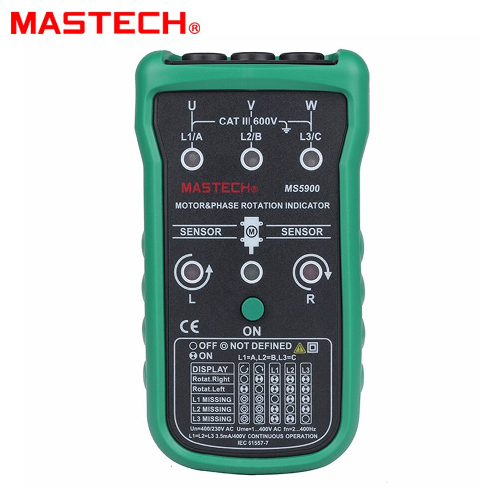 Mastech MS5900 3 Motor Meter Sequence Tester LED Veld Rotatie Fase Indicator