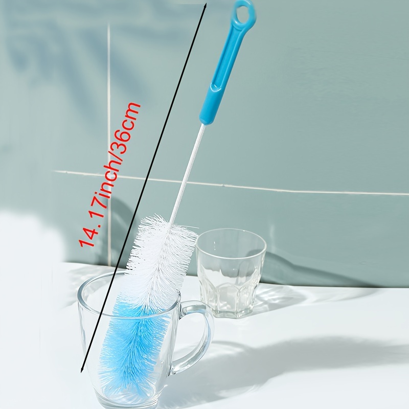 Tassenbürste mit langem Griff, Küchen-Glasflaschen-Reinigungsbürste, Milchflaschen-Teetassen-Schrubber, kein Strom erforderliches Reinigungswerkzeug: Blau