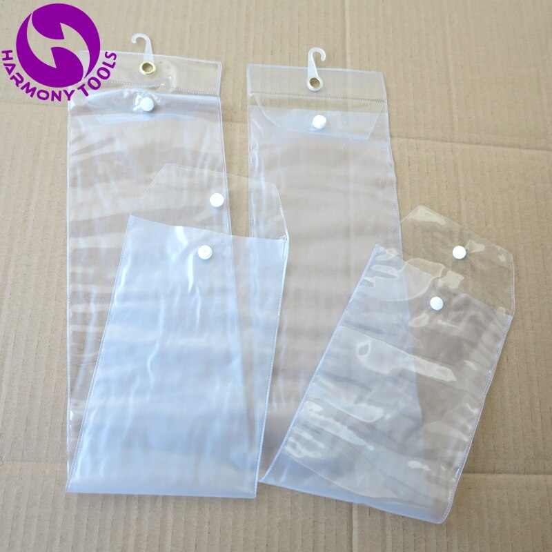 Sacs en plastique PVC pour emballer les cheveux, 10 pièces, tissage pour emballer les cheveux de 14 à 26 pouces avec bouton Transparent