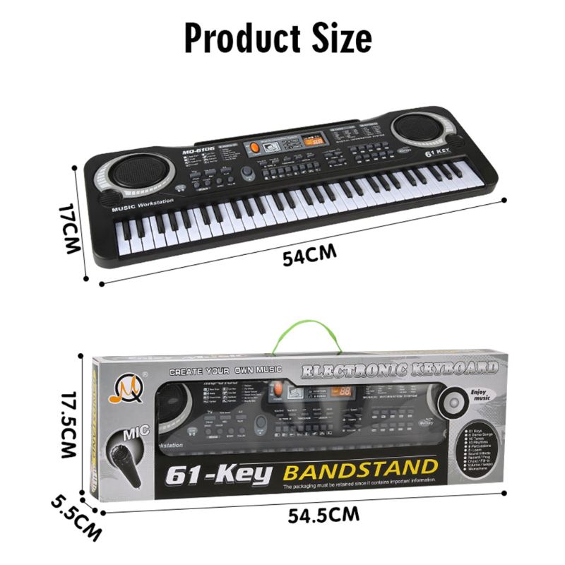61 nøgler elektronisk orgel digital klaver keyboard med mikrofon børn børn musik legetøj