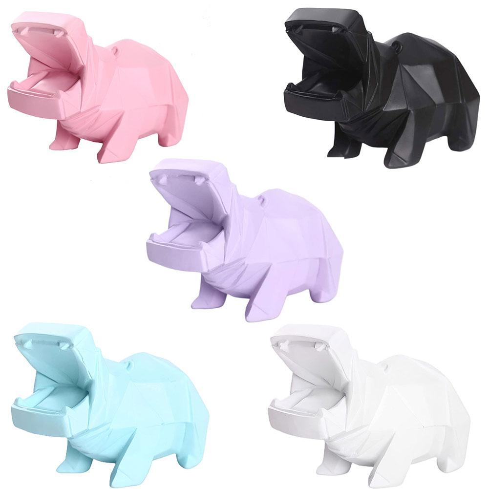 Kleur Nijlpaard Spaarpot Thuis Kinderen Leuke Abstracte Roze Nijlpaard Hars Standbeeld Dier Decoraties Craft Kids Verjaardagscadeautjes