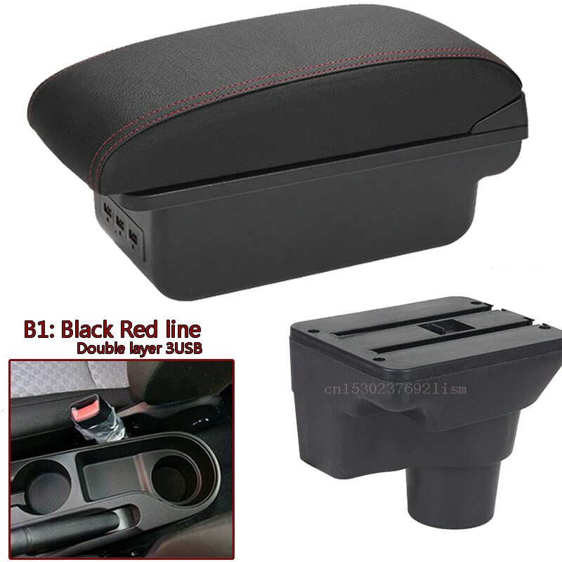 per Kia Rio 4 bracciolo per Kia Rio 4 x-linea scatola bracciolo auto Russi 2017 2018 2019 2020 2021 accessori auto interni facile da installare: B rosso linea  3 USB