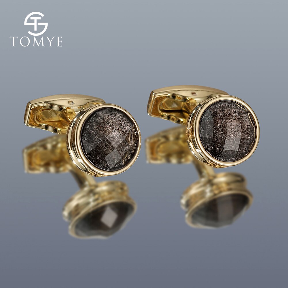 Cufflinks Wedding TOMYE XK20S050 Luxury Round Gold Shirt Cuff Links for Men