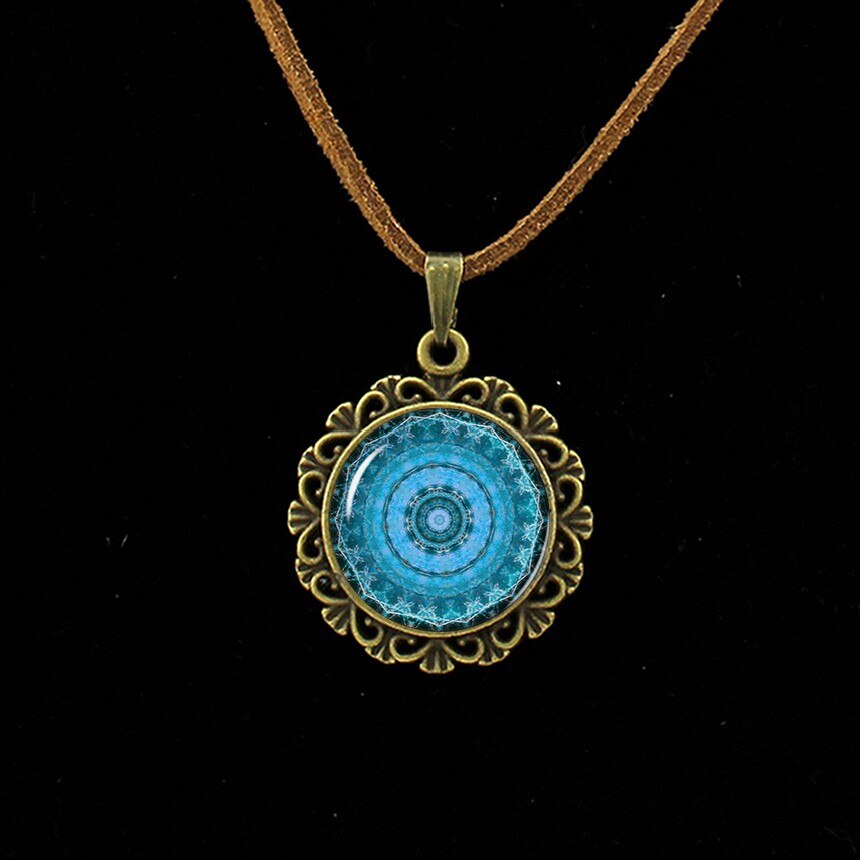 Retro Om Lederen Ketting Mandala Bloem Hanger India Choker Verklaring Kettingen Chakra Zen Yoga Vriendschap Sieraden L 214: L282