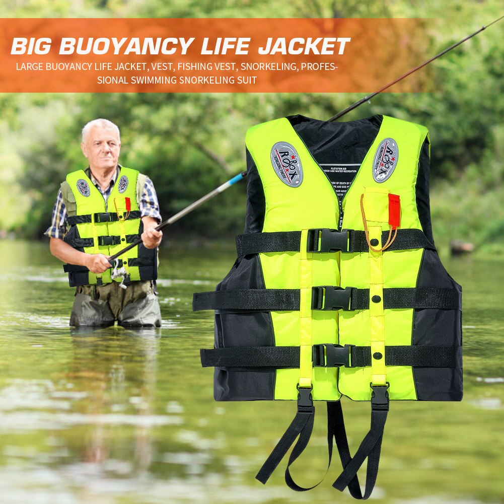 Adults Life Vest with Whistle Swimming Water Sports Buoyancy Vest Boating Buoy Coated Oxford Outdoor Rafting Life Jacket