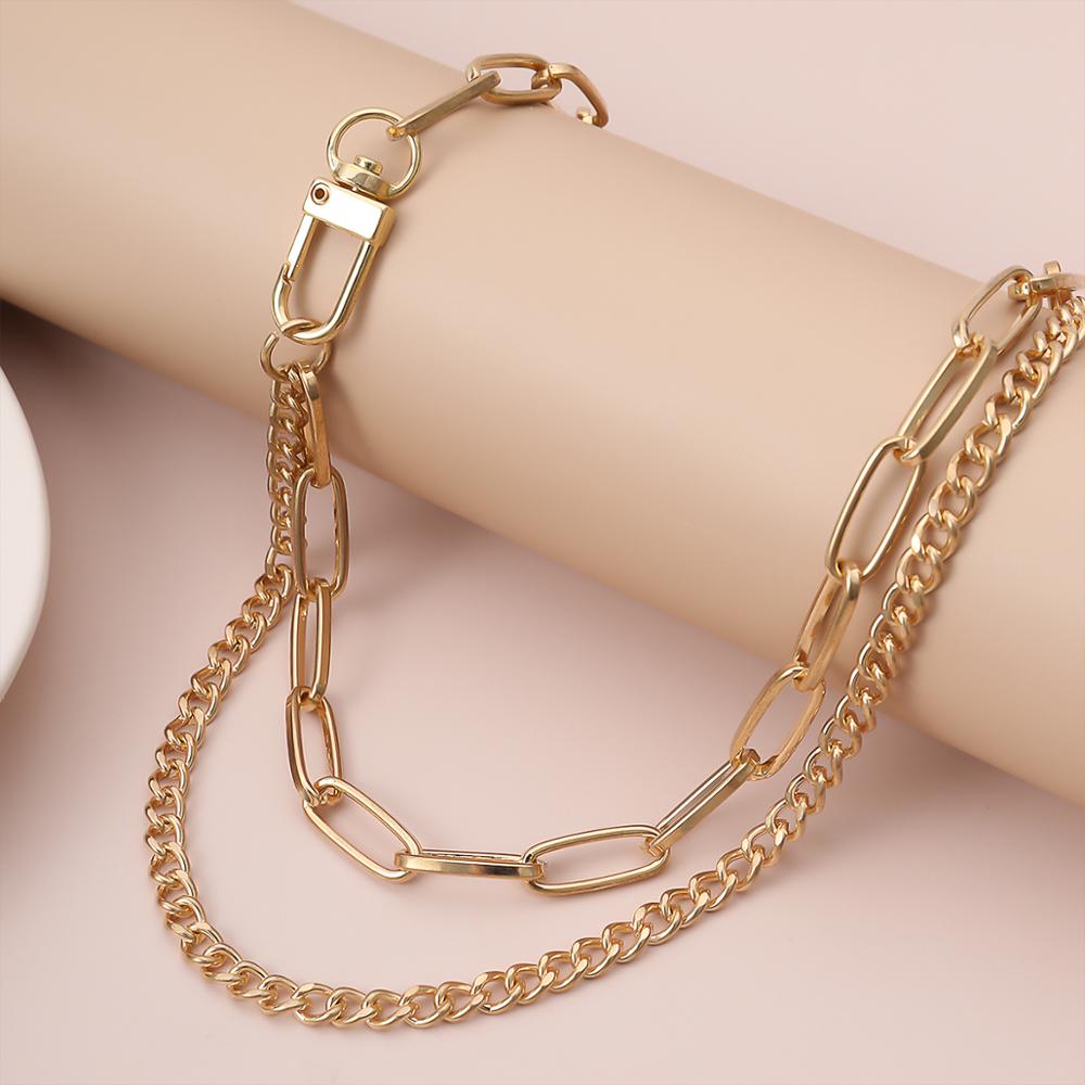 Lacteo Übertrieben Kreuz Kette Halsband Halskette Punk Multi geschichtet Miami Kubanischen Kette Charme Halskette Schmuck für Frauen und Männer