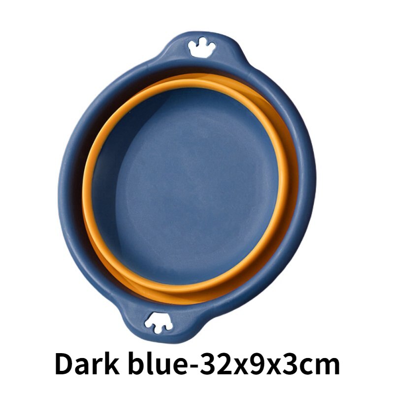 Portable Foldable Laundry Basin Plastic Travel Folding Wash Basin Safe Durable Foldable Wash Basin Bathroom Household Supplies: Dark blue-32x9x3cm