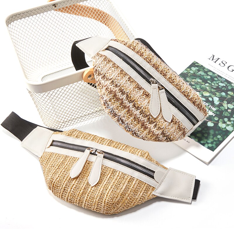 DAUNAVIA di paglia di estate del sacchetto della vita divertente confezioni Spiaggia fascia toracica bag Femminile Del Telefono Del Sacchetto Delle Signore di Nuovo Modo di vita pack per delle donne