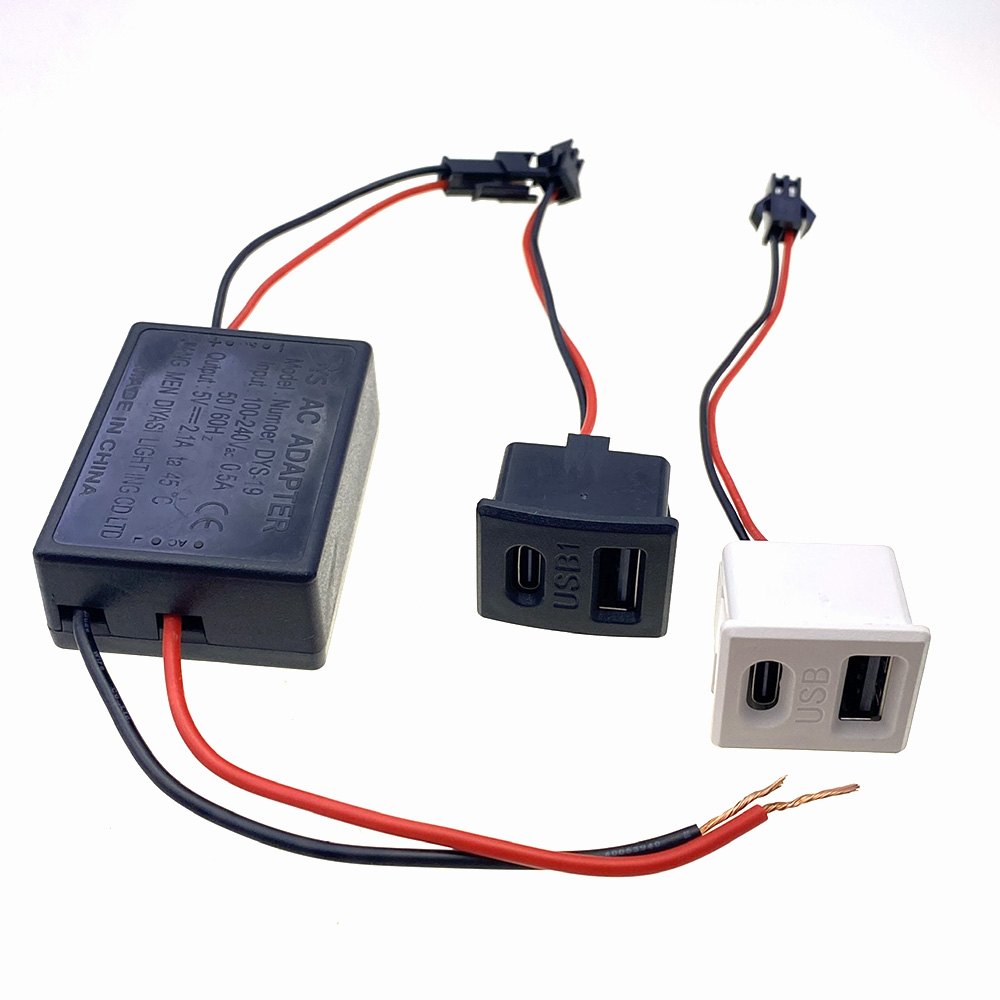 AC100V-240V 220V to 5V 2.1A Connection Adapter USB female socket 2.0 USB double-layer socket A female lamp charging socke