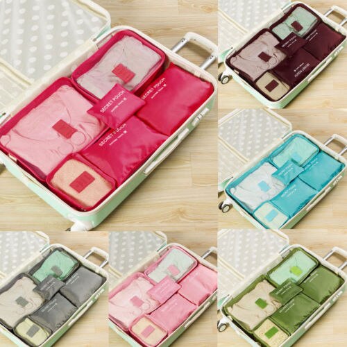 6Pcs Waterproof Travel Storage Bag Clothes Packing Cube Luggage Organizer Sets Nylon Home Storage Travel Bags