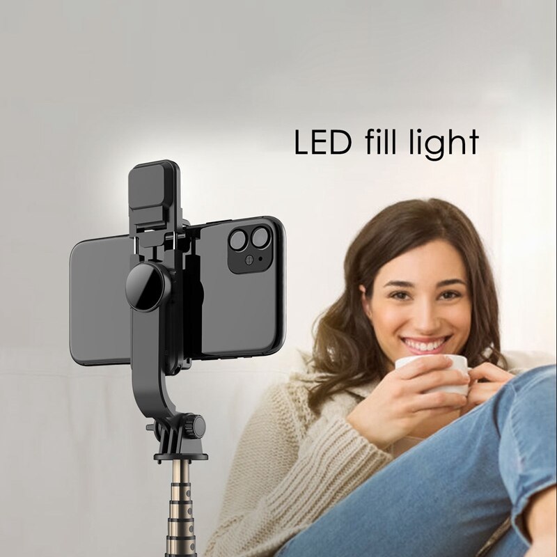 Selfie-stick mit licht, abnehmbarer kabelloser fernbedienung und drehbarem selfie-stick-stativ, universell für smartphones