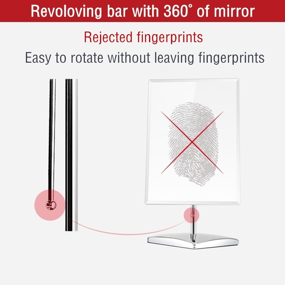 HD Rectangle Desktop Tabletop Cosmetic Vanity Makeup Mirror with EVA Base,304 Stainless Steel Large Non-Magnifying Speech Mirror