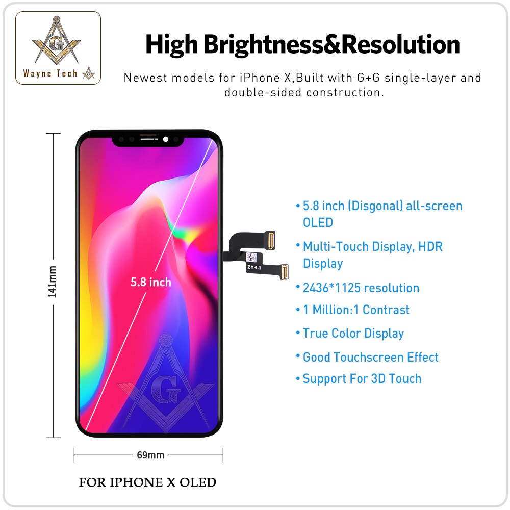 Eccellente qualità AAA schermo di qualità OEM nessun Pixel morto per iPhone X XR XS Display Touch Digitizer Assembly buona spedizione gratuita 3D
