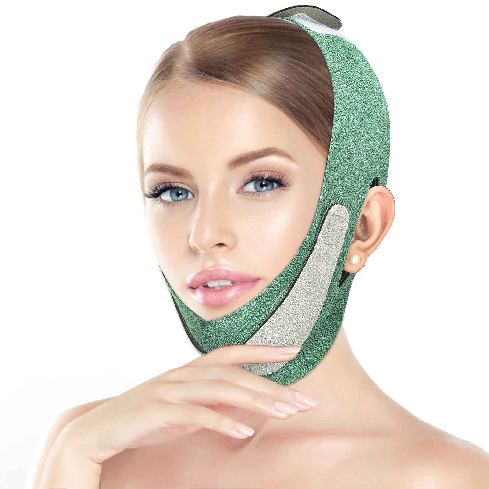Gezicht Lifting Strap Voor Vrouwen V Lijn Facial Afslanken Tool Band Beeldhouwen Bandage Man Verminder Dubbele Kin Shaper Belt Anti rimpel: green