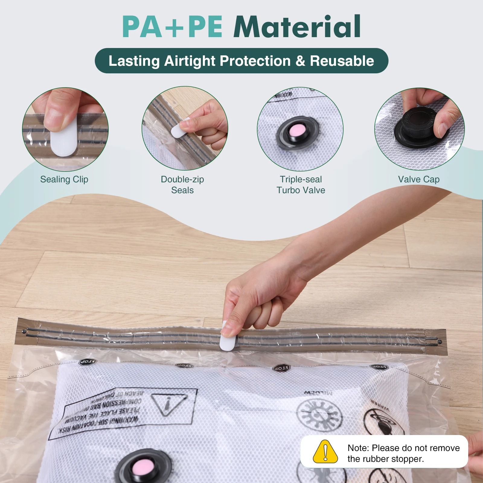 Bolsas de almacenamiento al vacío, ahorrador de espacio, comprimidas para ropa, artículos cómodos y organizador de mantas