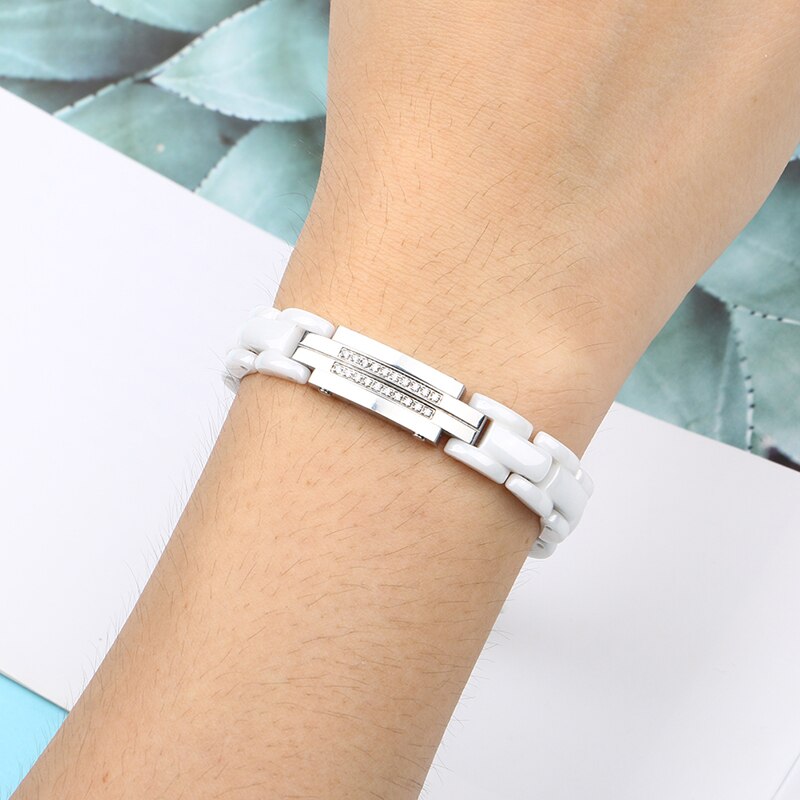 White Healthy Ceramic Rings for Women With Healthy Magnetic Bracelet for Women Power Therapy Magnets Jewelry