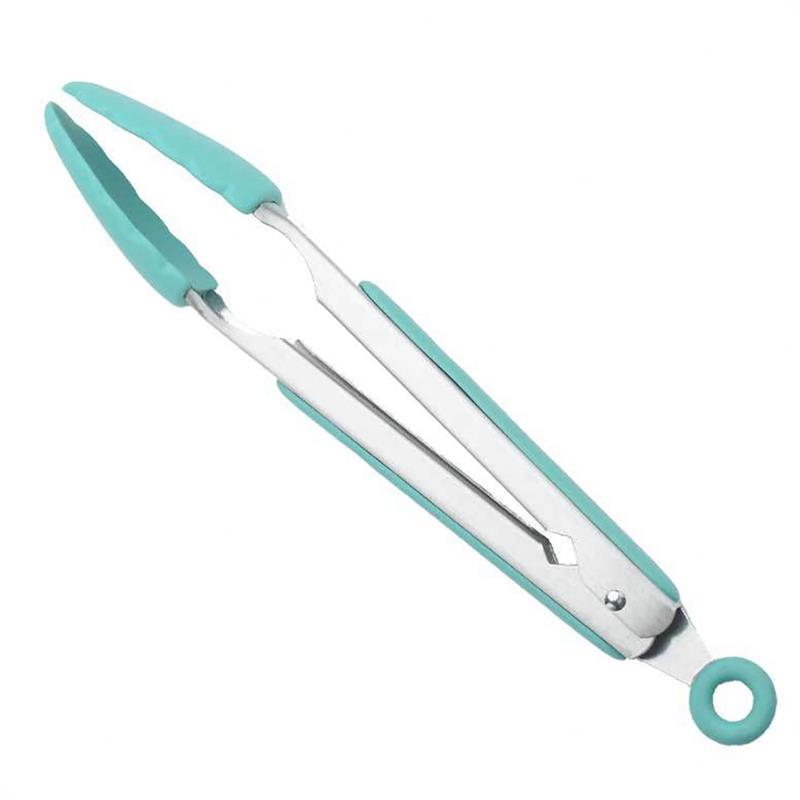 Green Silicone Kitchen Utensils Set Non-stick Cookware Cooking Tool Shovel Spoon Soup Kitchen Utensils Accessories Kitchenware: Food Tongs