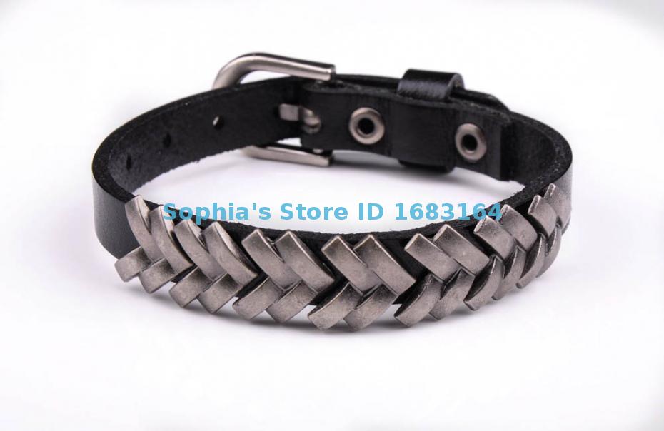 BL35 Schwarz Felsen Punk unisex Frauen Männer Armbinde Metall Besetzt Leder Armbinde Neue