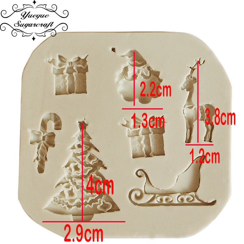 Yueyue Sugarcraft Christmas tree reindeer Santa Claus Silicone mold fondant mold cake decorating tools chocolate