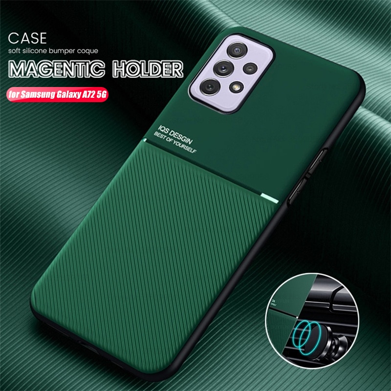 Funda con soporte magnético para Samsung Galaxy A72 A 72 5G SM-A726B/DS, cubierta de silicona suave A prueba de golpes para coche, 6,7 pulgadas, textura de cuero