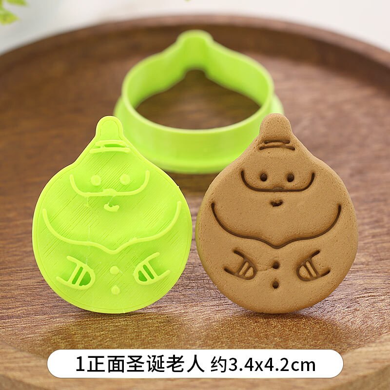 Cartoon Kerst Serie Biscuit Mold Driehoek Ronde 3D Drie-Dimensionale Drukken Keuken Handgemaakte Biscuit Cutter Bakken Tool: Style 1