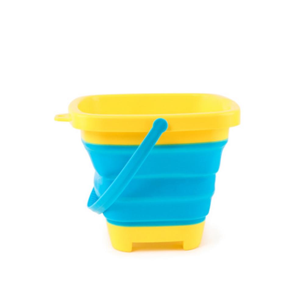 Sand Folding Bucket Summer Beach Toy Kids Water Game Shower Bath Toy Silicone Bucket Hand-held Barrel for Children Play Sand Toy